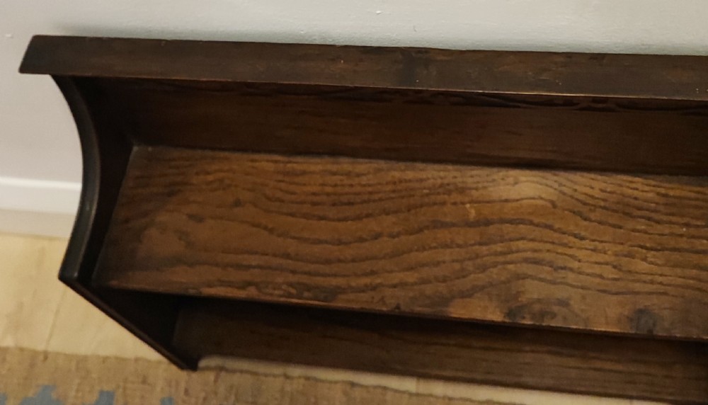 Art's and crafts oak table bookshelf with a collection of 28 classic novels. View XI