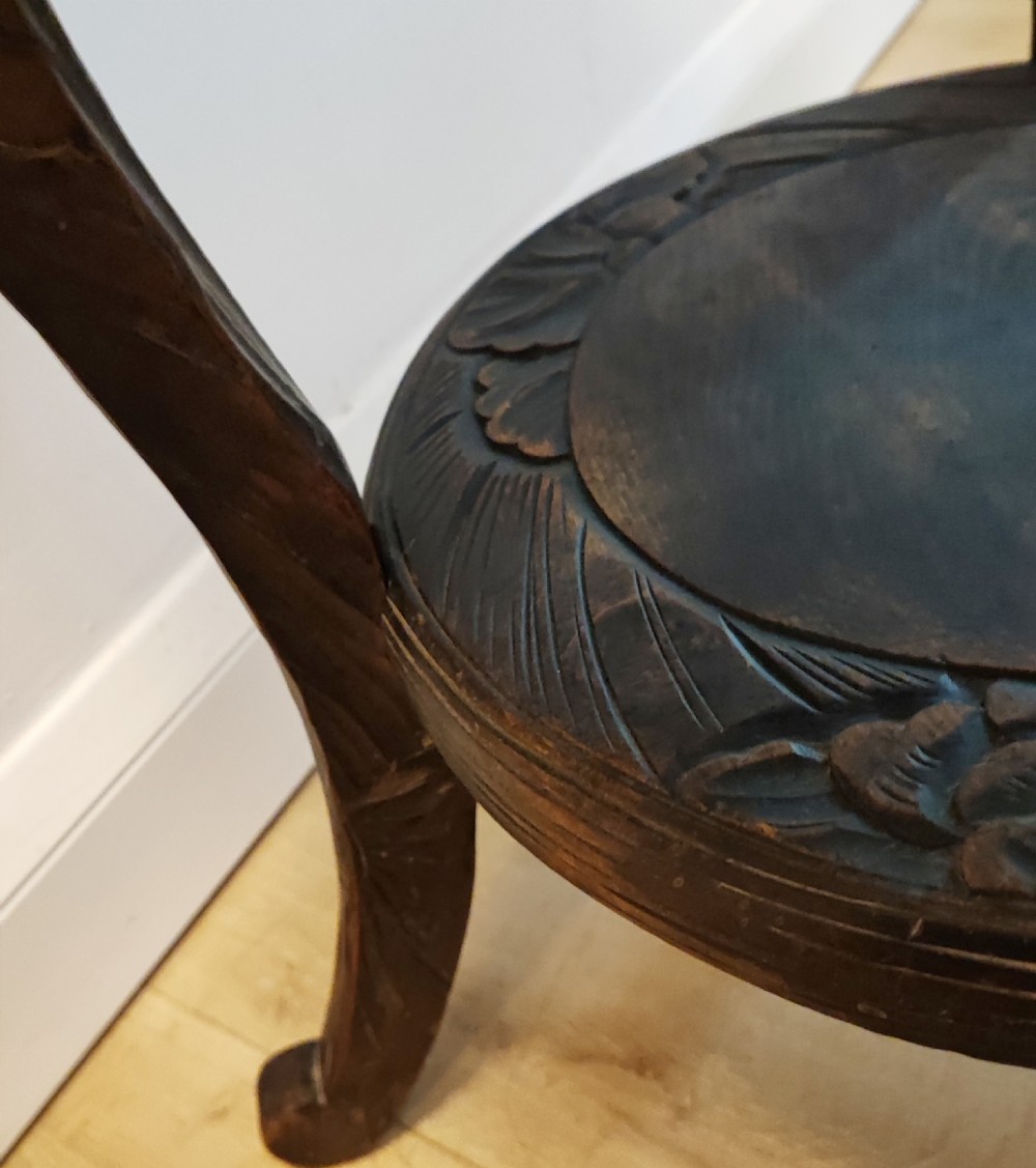 Liberty & Co large art's and crafts Japanese carved occasional table  View IV