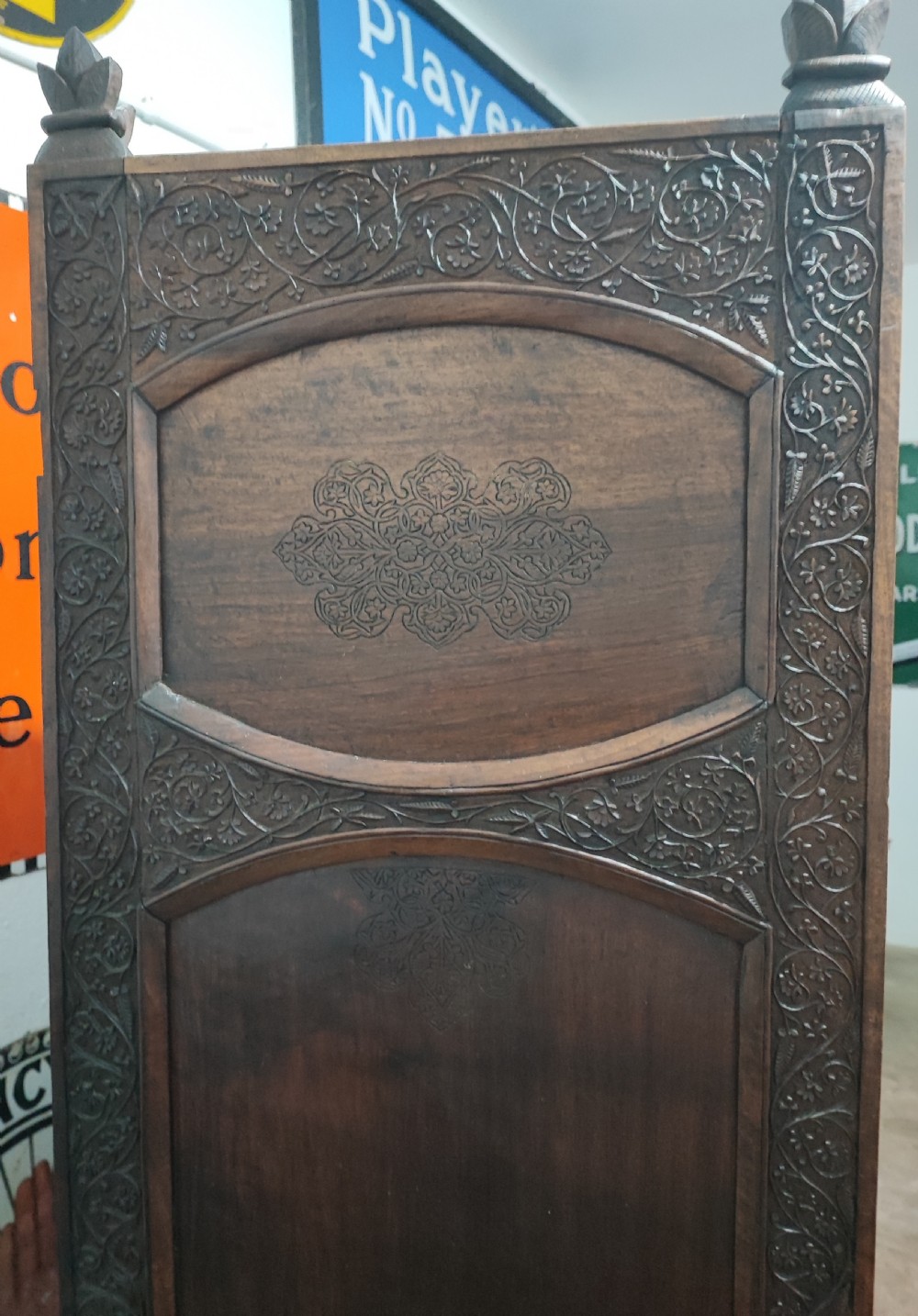 Fine Anglo Indian 3 fold carved hardwood screen  View VII