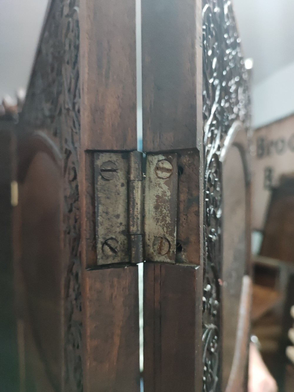 Fine Anglo Indian 3 fold carved hardwood screen  View XI
