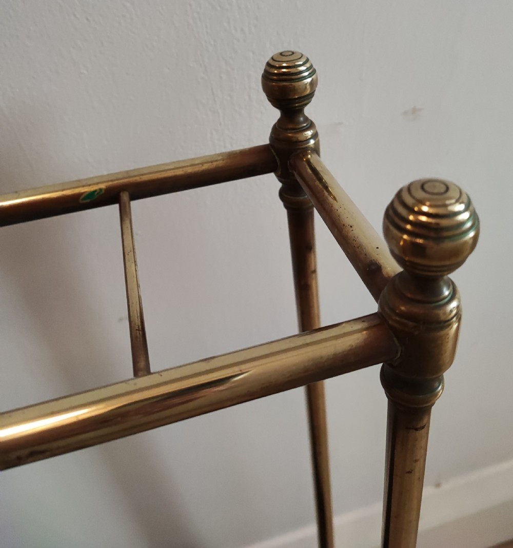 A 19c narrow 5 division Brass  and cast iron umbrella stand. View V