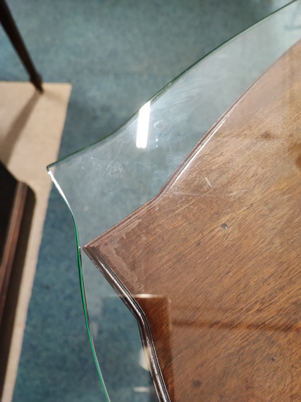 An antique carved Adams style mahogany lamp or side table. View II