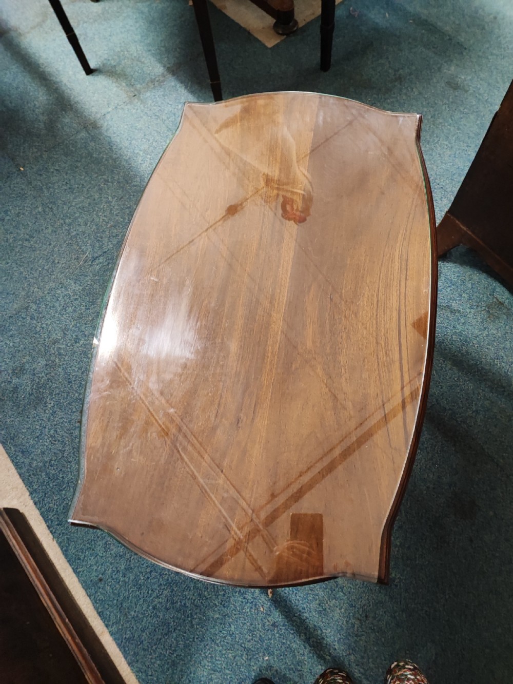 An antique carved Adams style mahogany lamp or side table. View X
