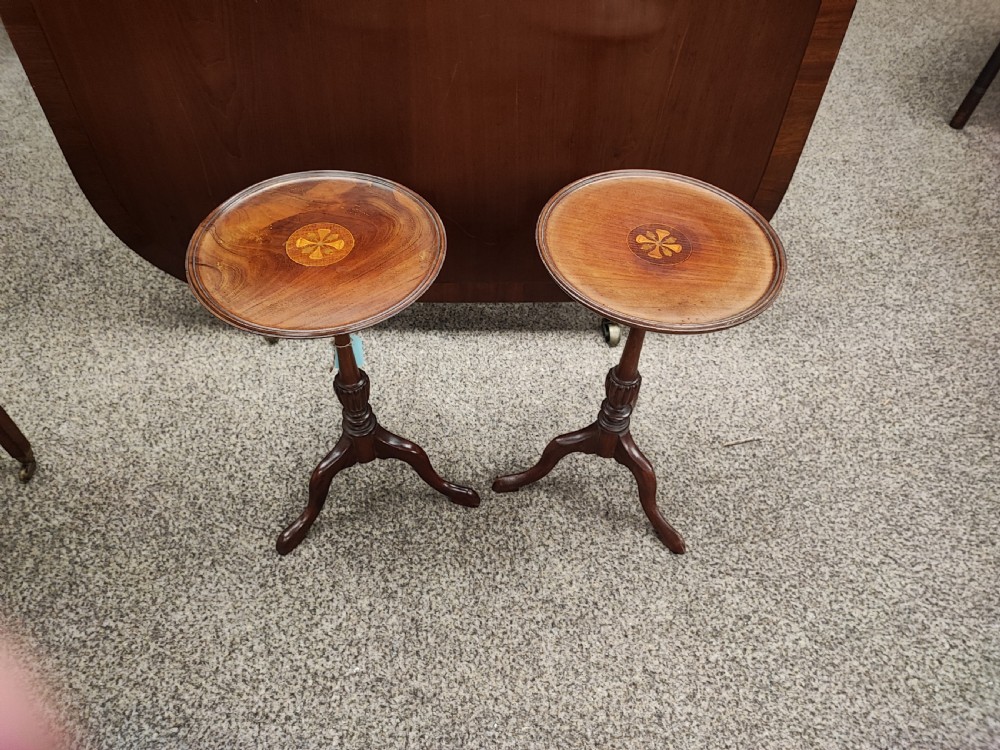 A pair of Edwardian inlaid wine tables  View III