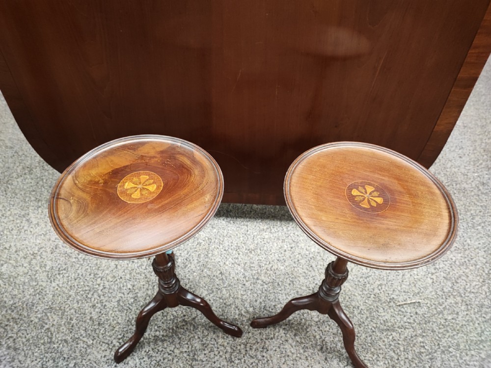 A pair of Edwardian inlaid wine tables  View V