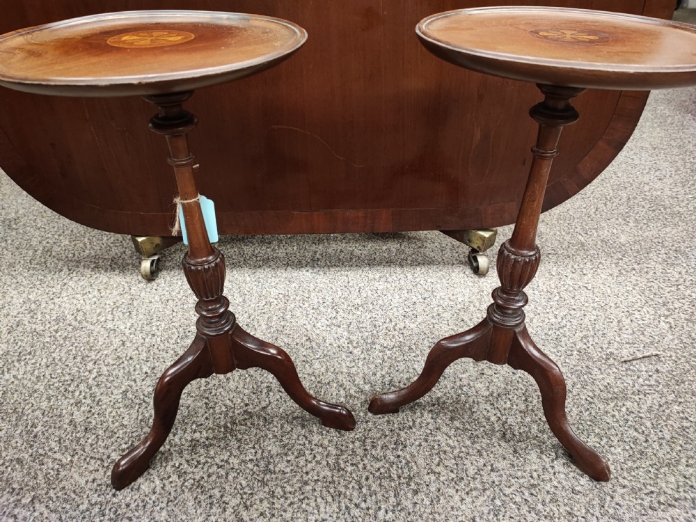 A pair of Edwardian inlaid wine tables  View VI