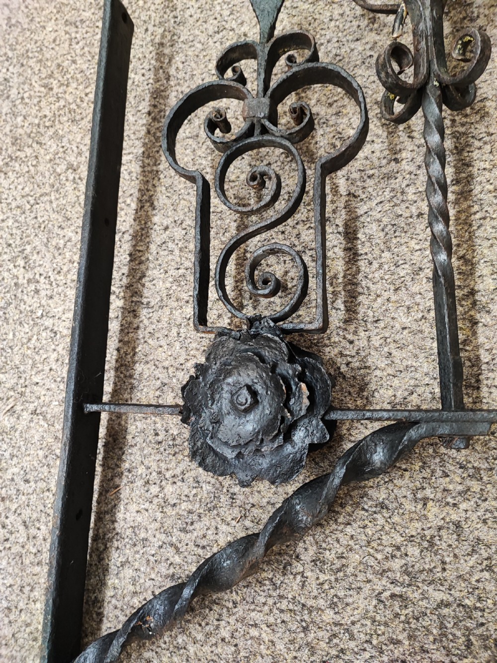 A large 19 c wrought iron wall candle lamp. View III