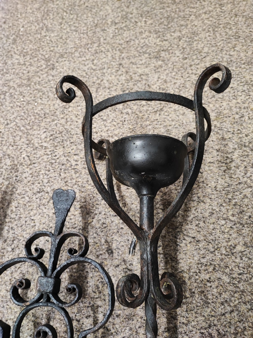 A large 19 c wrought iron wall candle lamp. View IV