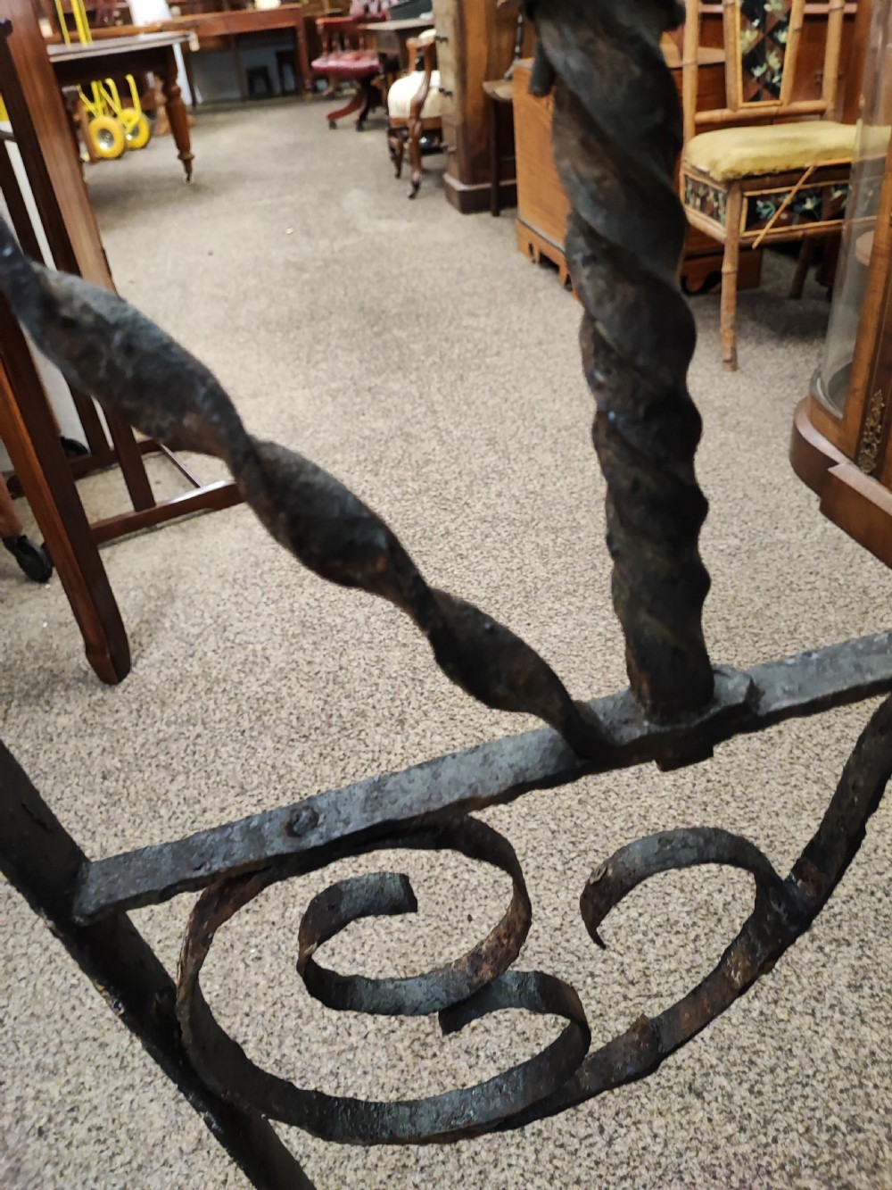 large 19c wrought iron wall candle lamp. View II