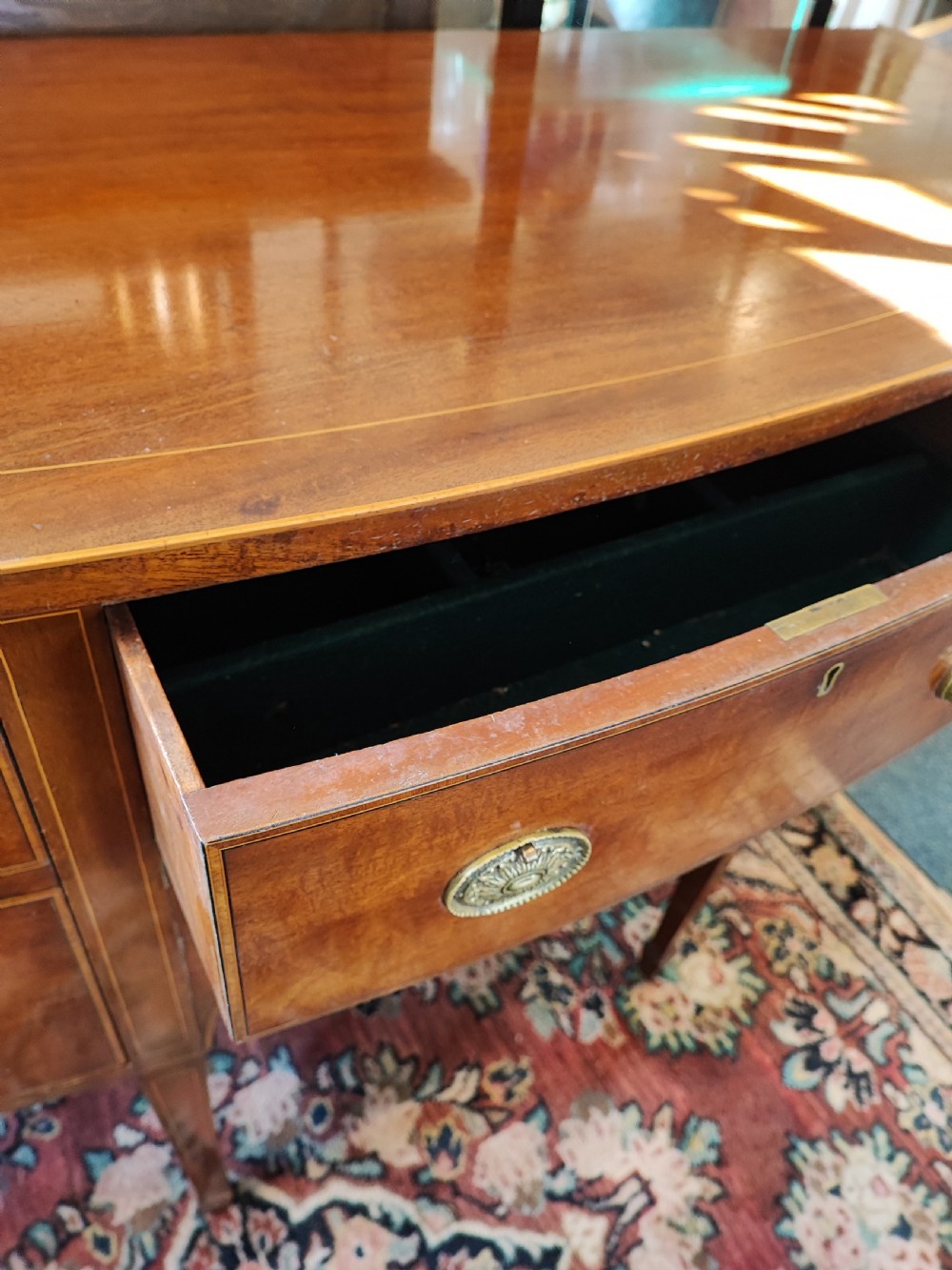antique George III style mahogany bow front  sideboard View II