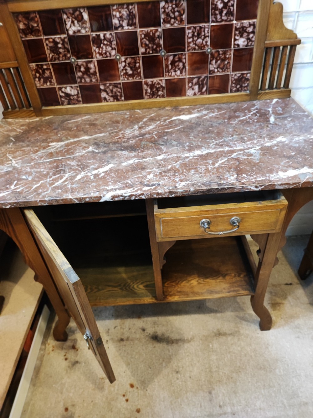 Art's and crafts ash marble top washstand. View II