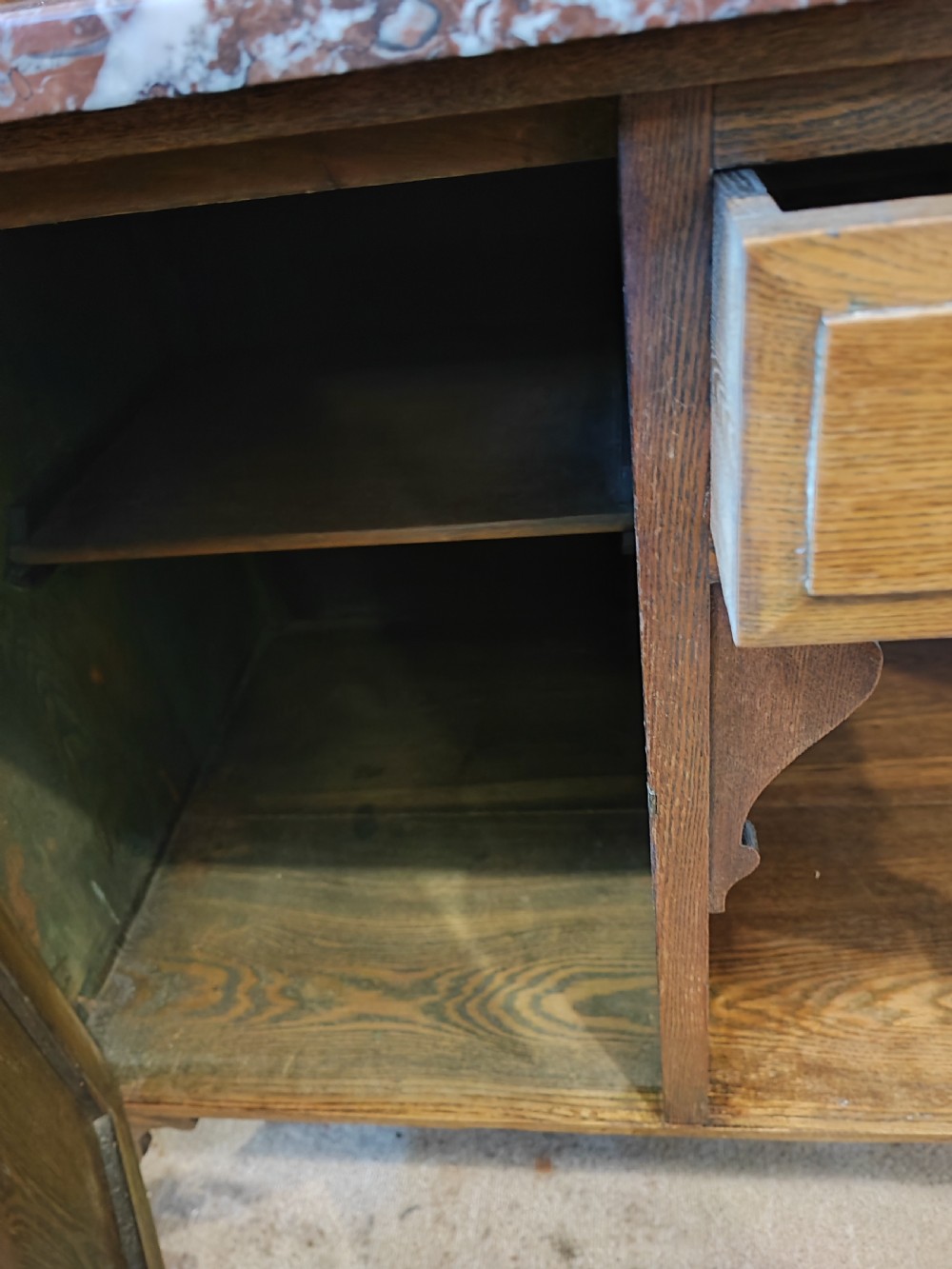 Art's and crafts ash marble top washstand. View III