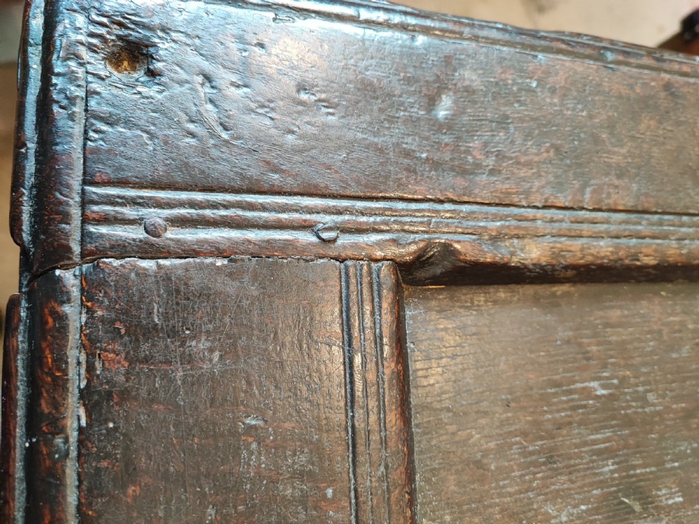 Early 18c paneled oak coffee  View IV