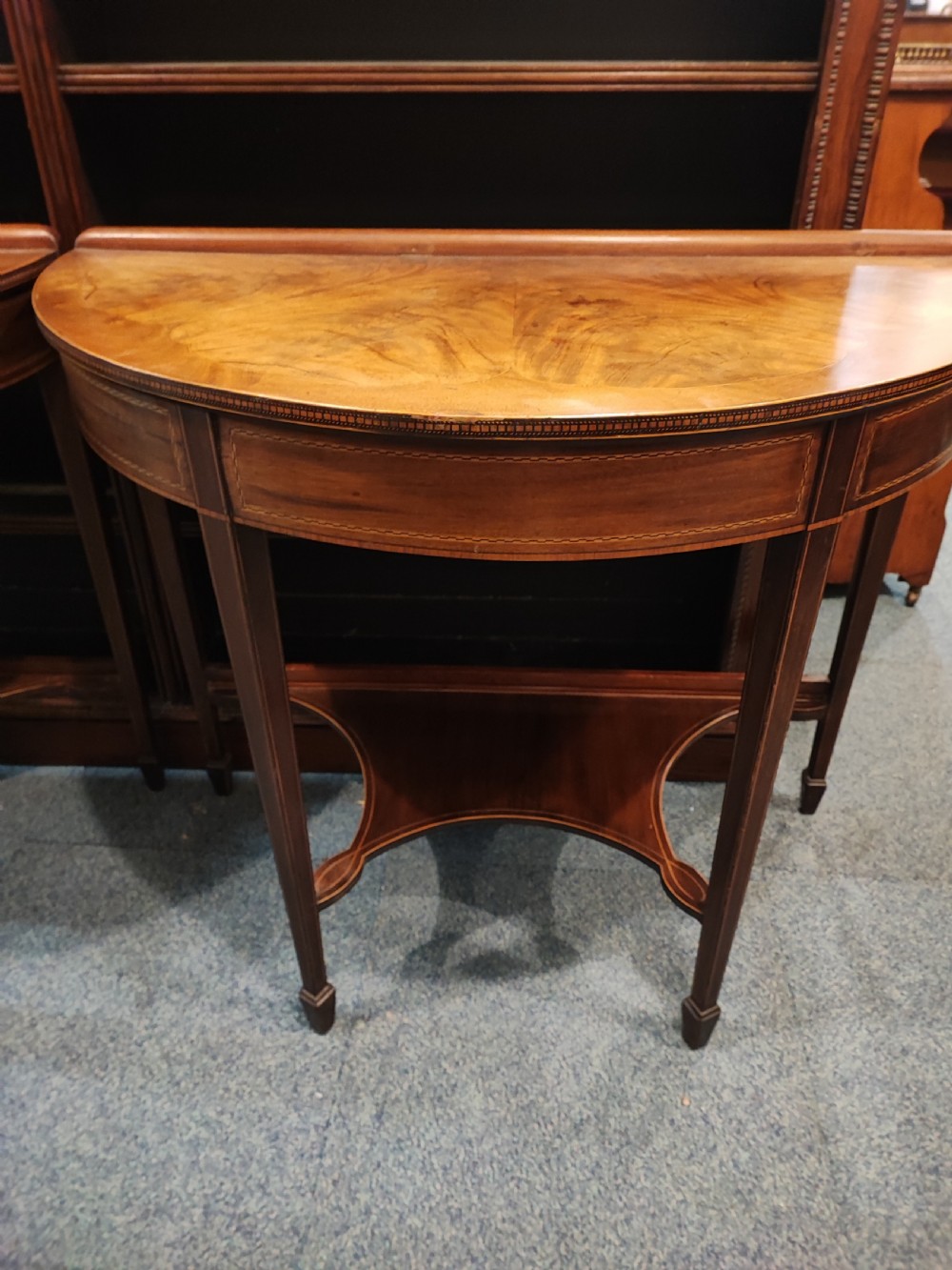 antique pair of inlaid console tables View V