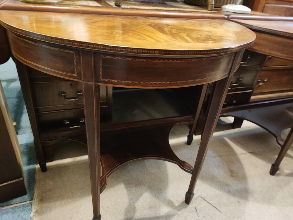 antique pair of inlaid console tables View IX
