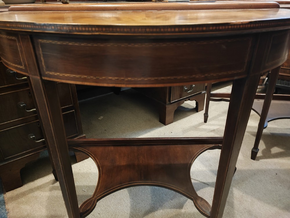 antique pair of inlaid console tables View XI