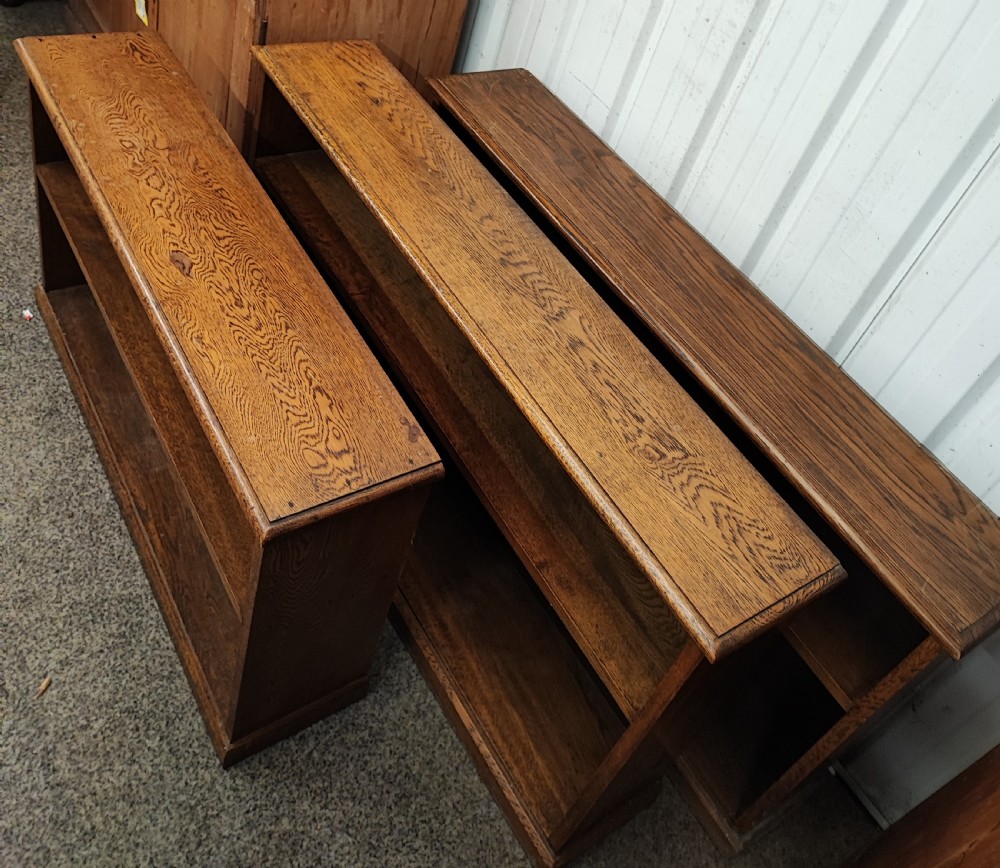 Set of 3 practical oak open bookcases View XI