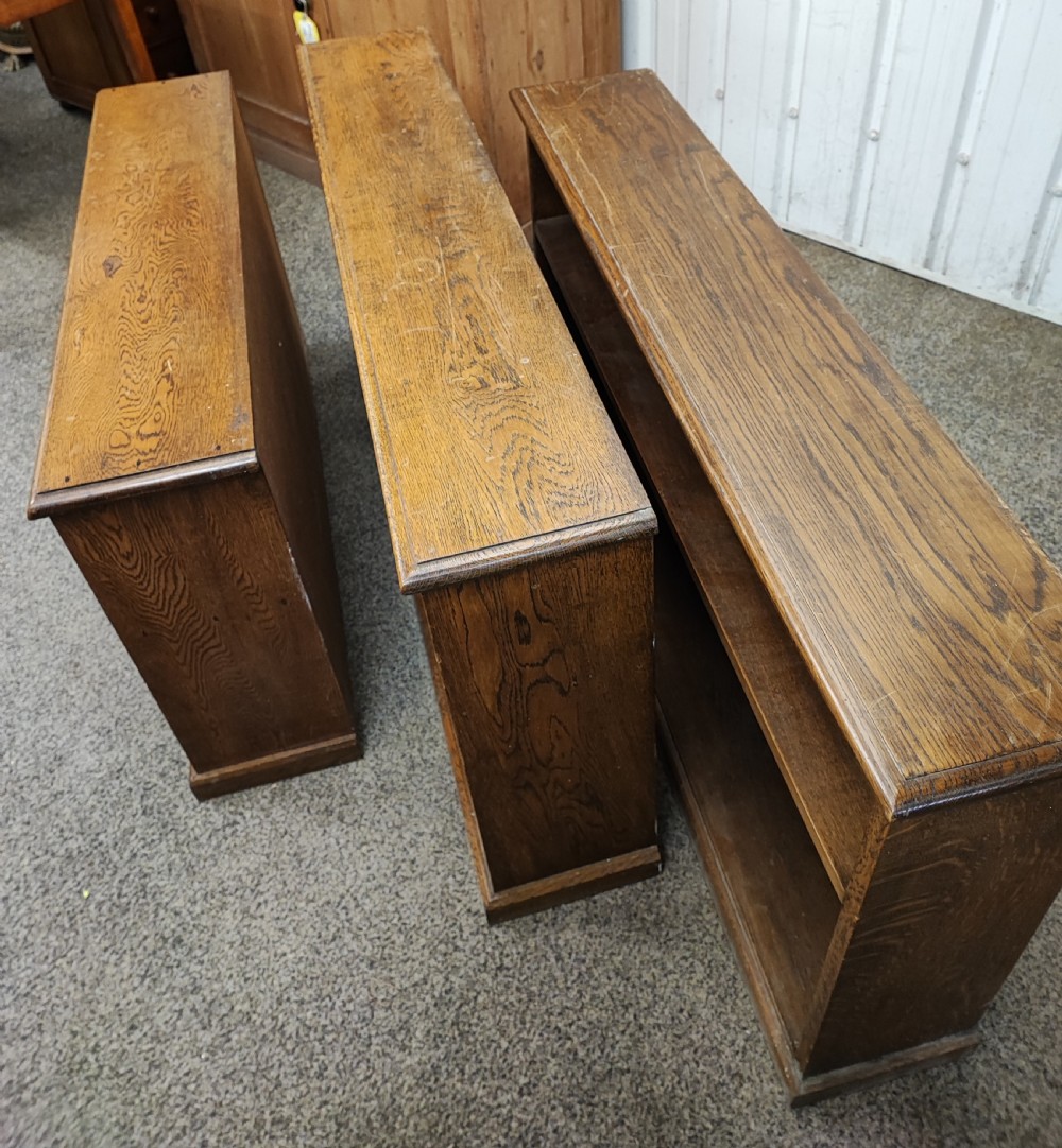 Set of 3 practical oak open bookcases View XVI