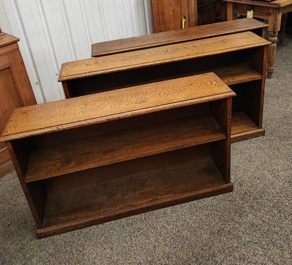 Set of 3 practical oak open bookcases View XX