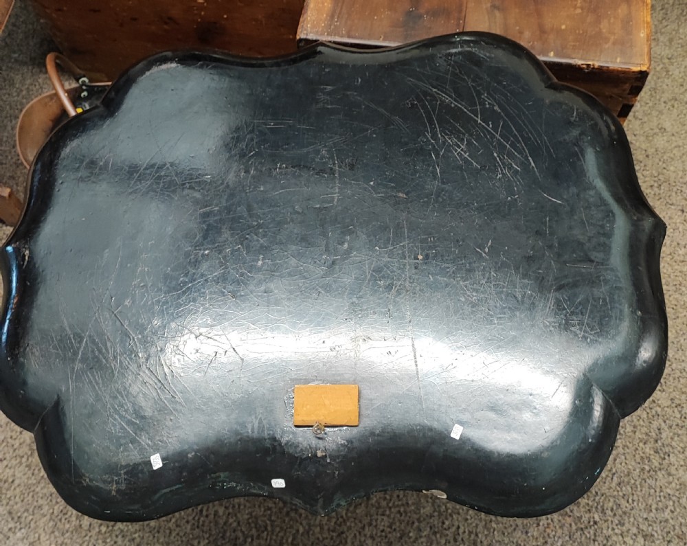 A large Regency gold lacquer and mother of pearl inlaid paper mache tray View II