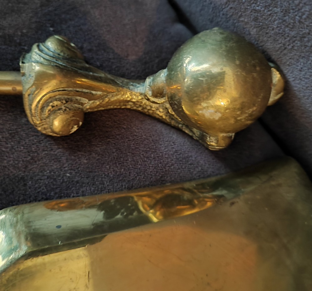A heavy set of 3 ball and claw brass fire irons View III