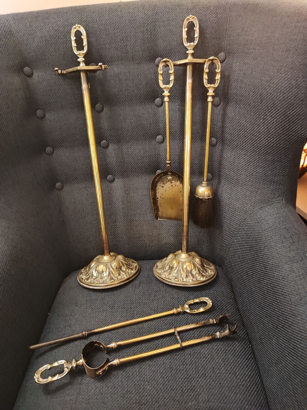quality antique matching pair of fire irons View II