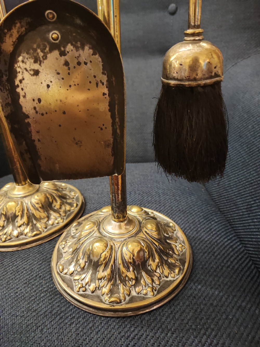 quality antique matching pair of fire irons View X
