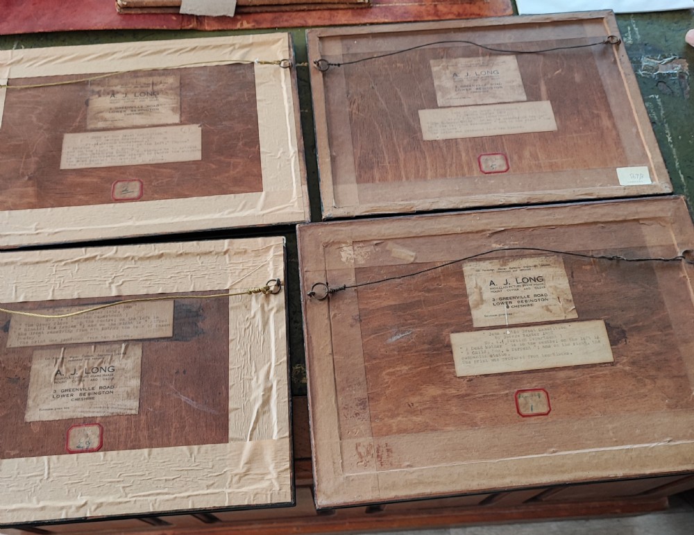 An antique set of 4 prints by George Baxter, 