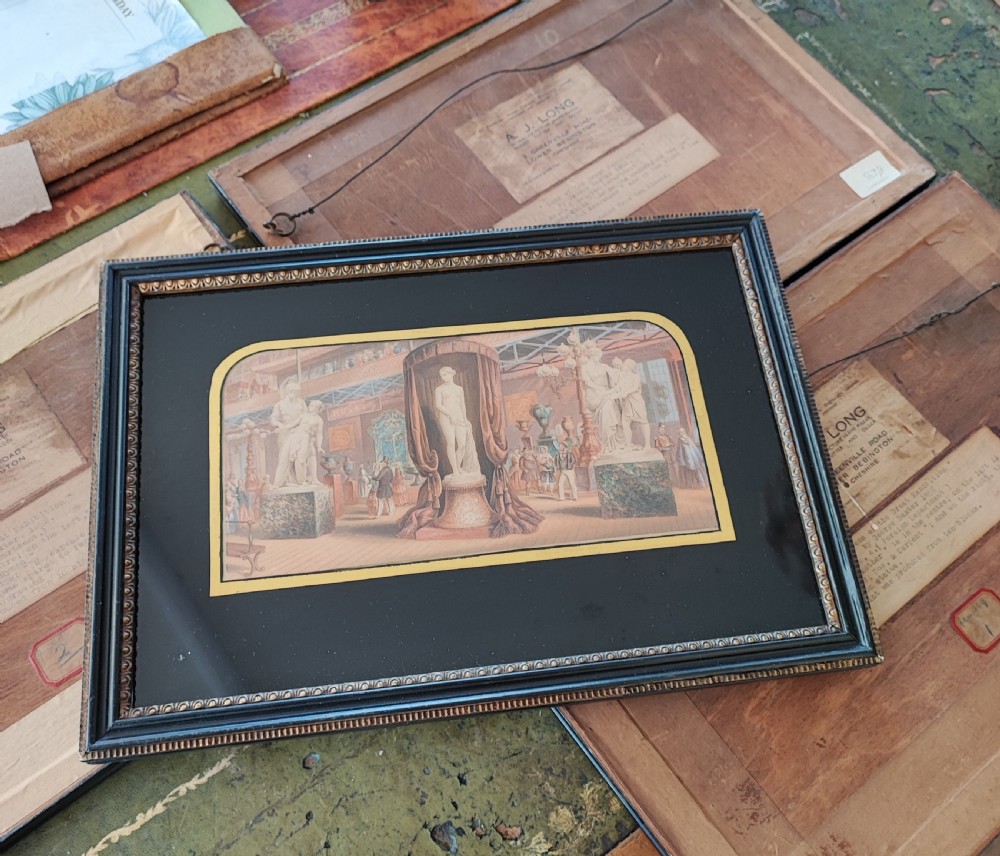 An antique set of 4 prints by George Baxter, 