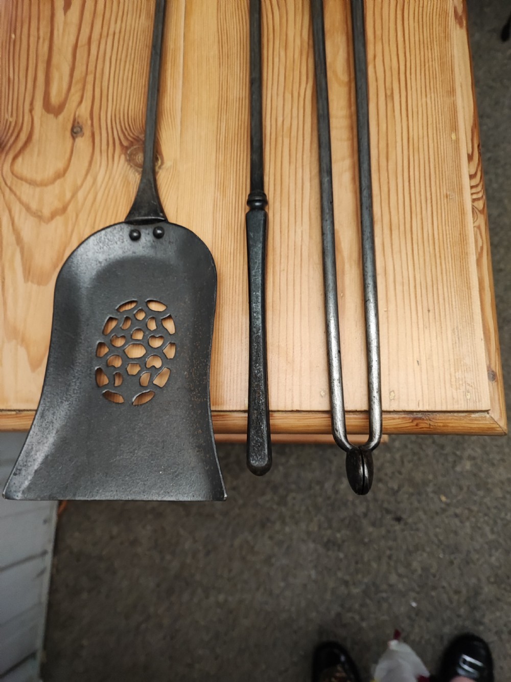 A fine set of Regency steel fire irons View XIV