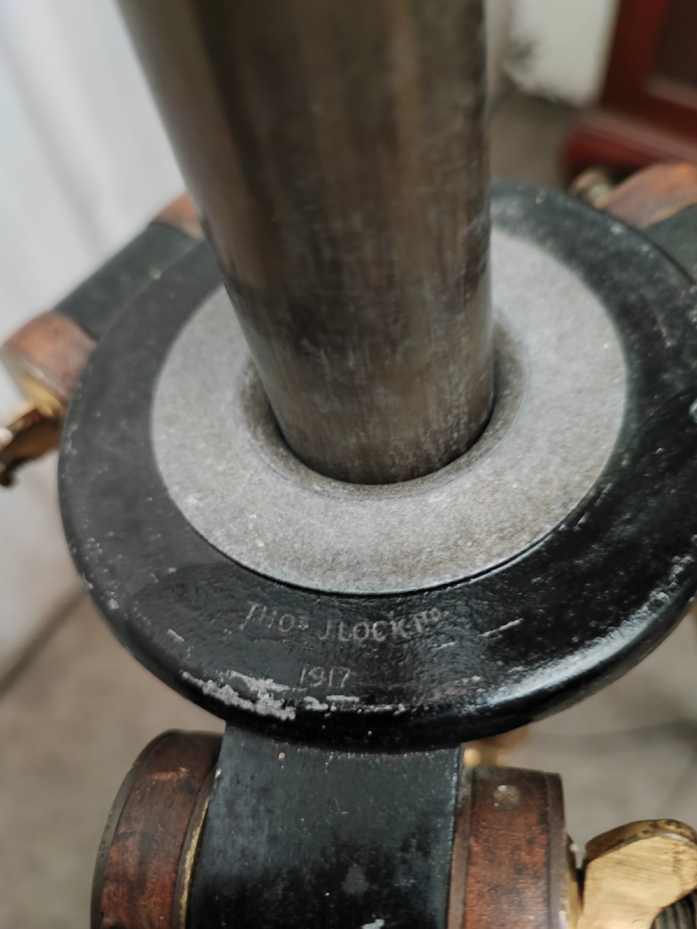 A good and large antique brass telescope on original tripod stand. View XI