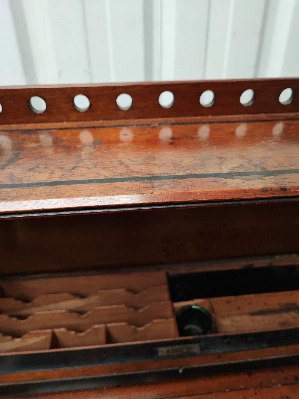 An esthetic movement walnut Davenport. View V