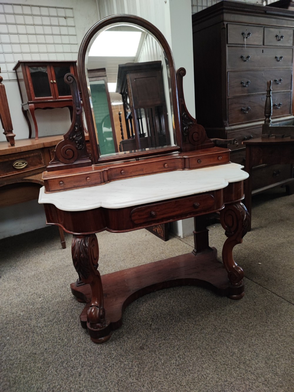 Victorian mahogany dressing table by H Ogden , Manchester.