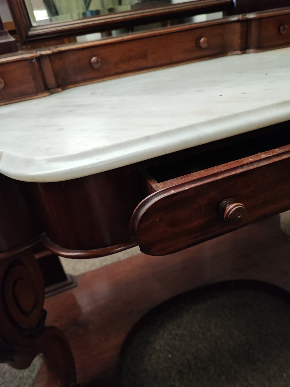 Victorian mahogany dressing table by H Ogden , Manchester. View V