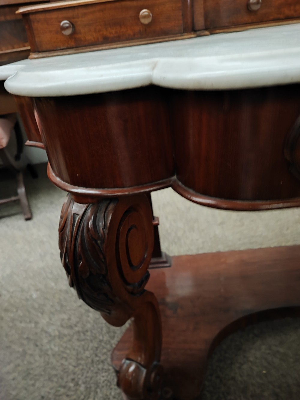 Victorian mahogany dressing table by H Ogden , Manchester. View VI