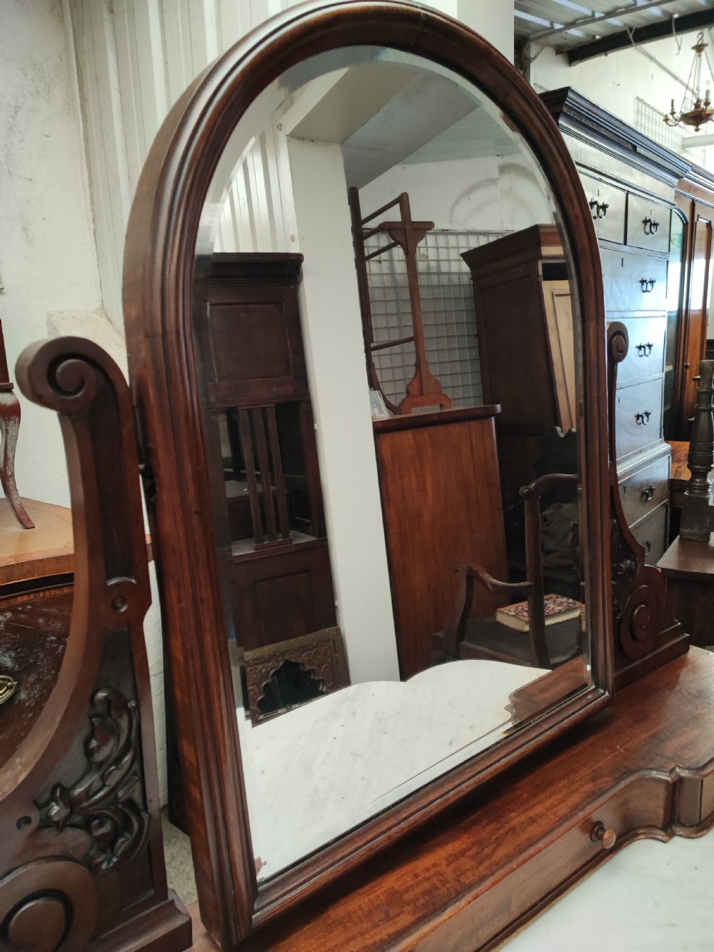 Victorian mahogany dressing table by H Ogden , Manchester. View XIV