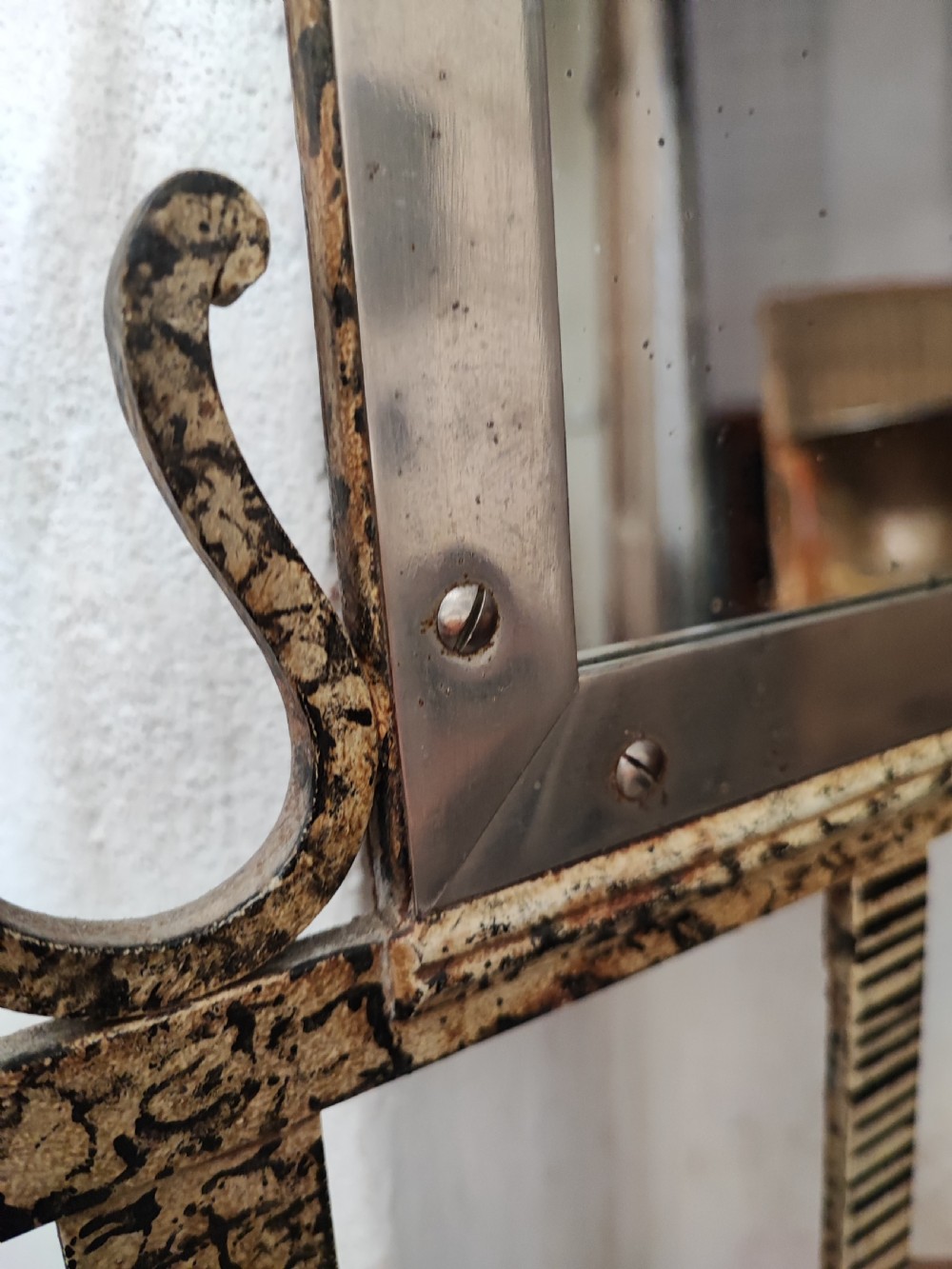 An unusual painted antique French iron hall stand. View IX