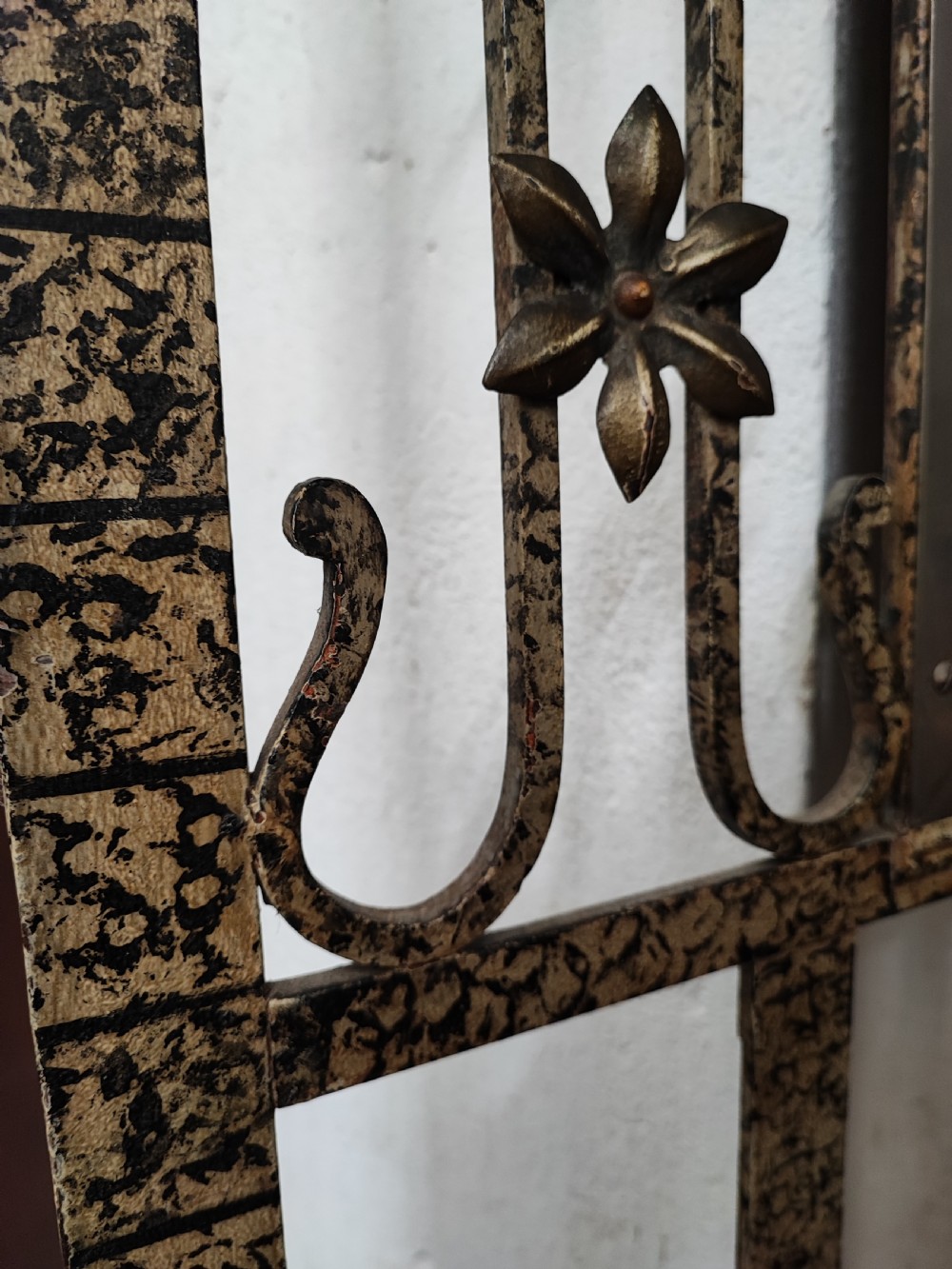 An unusual painted antique French iron hall stand. View XI
