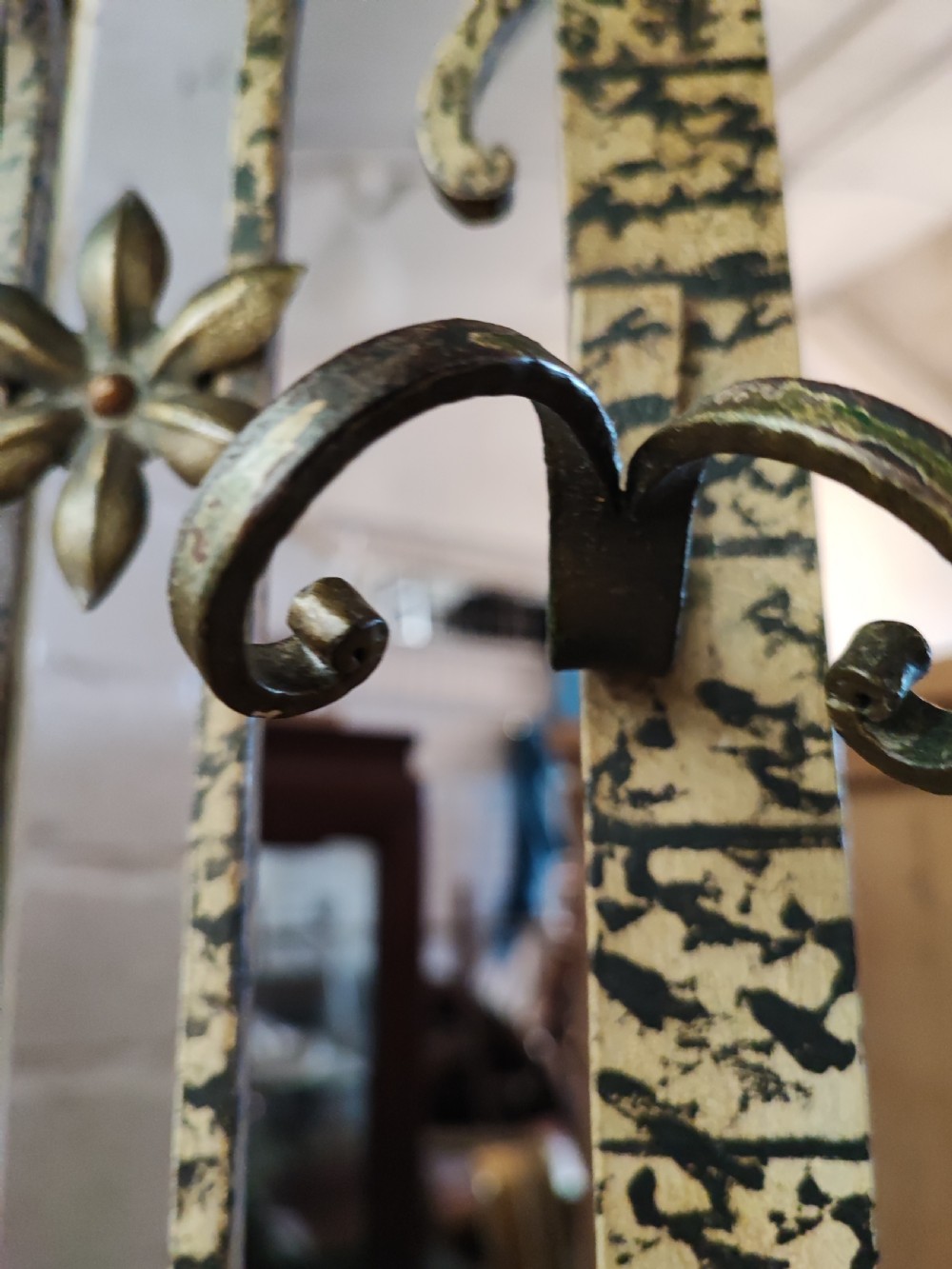 An unusual painted antique French iron hall stand. View XII