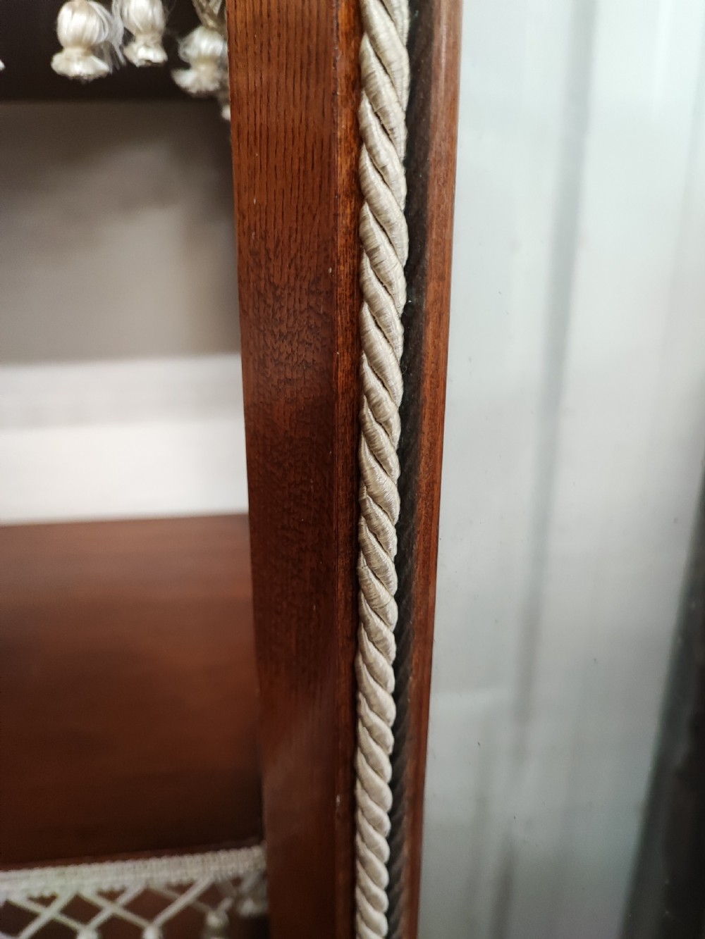 An antique walnut  display cabinet. View III