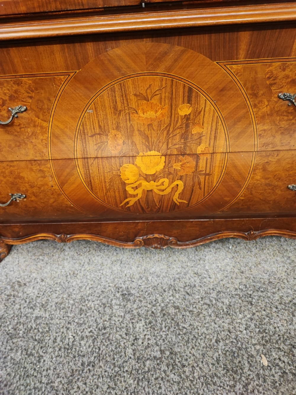 An antique walnut  display cabinet. View VI