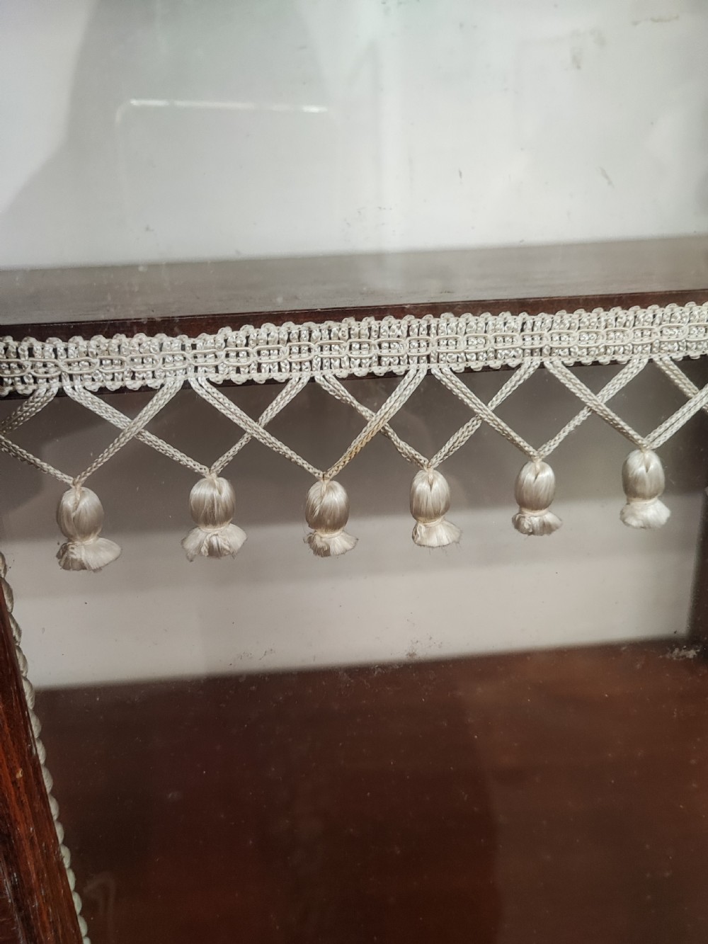 An antique walnut  display cabinet. View XV