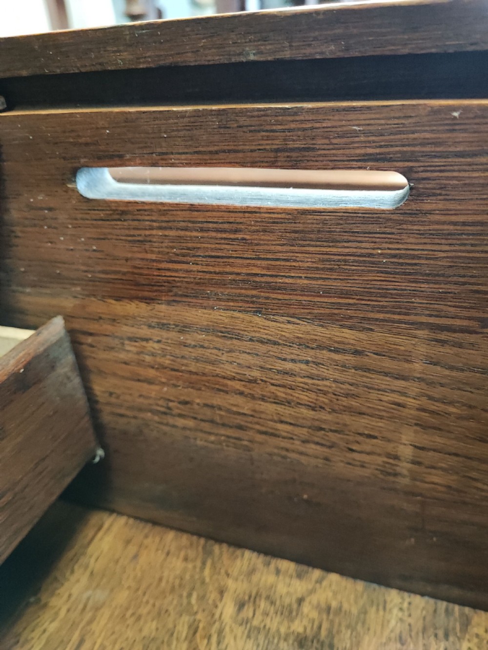 An antique oak roll top desk and chair  View XII