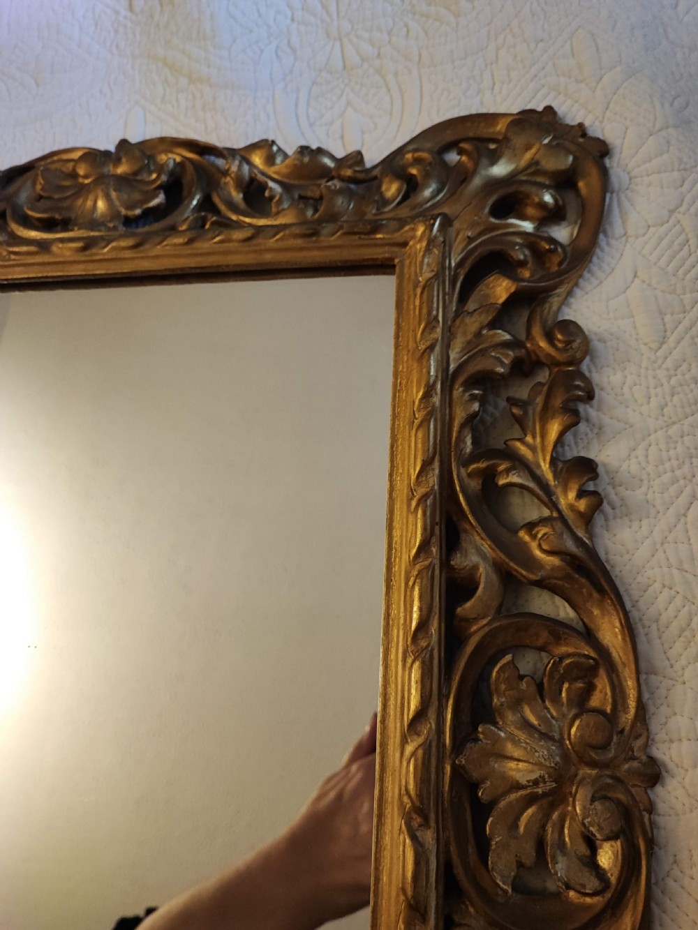 Quality pair of antique giltwood Florentine mirrors. View IV