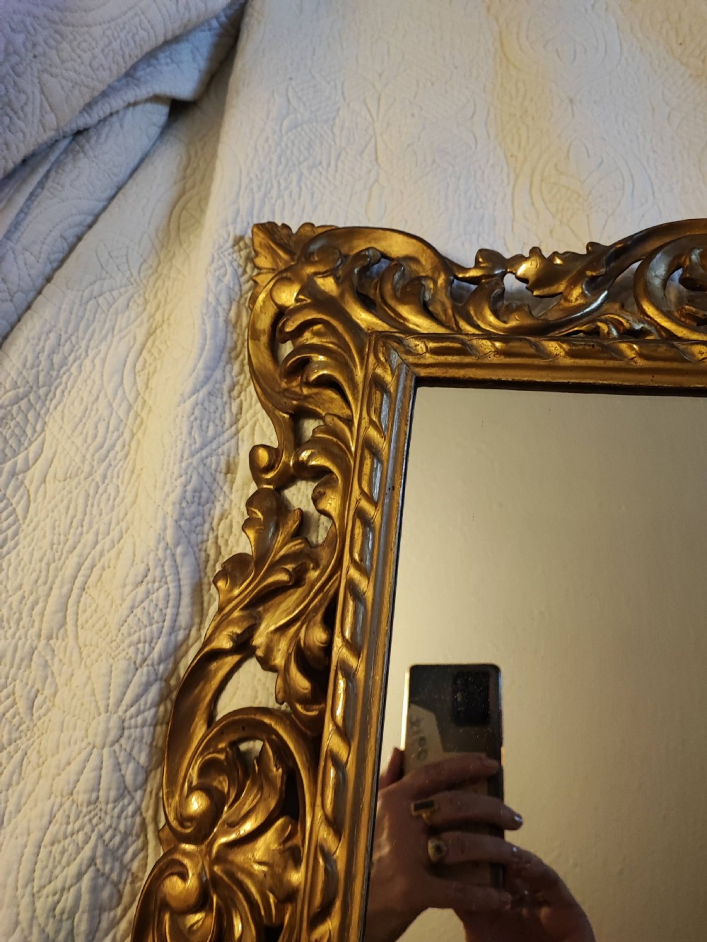 Quality pair of antique giltwood Florentine mirrors. View V