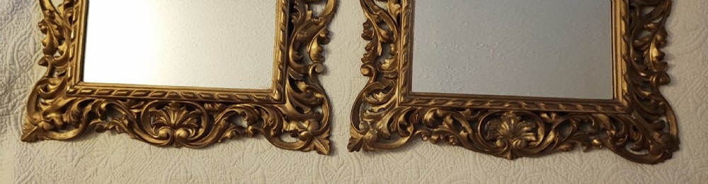 Quality pair of antique giltwood Florentine mirrors. View VII