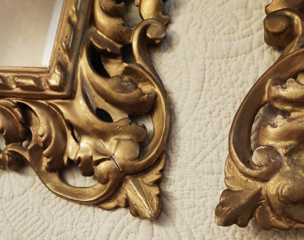 Quality pair of antique giltwood Florentine mirrors. View XII