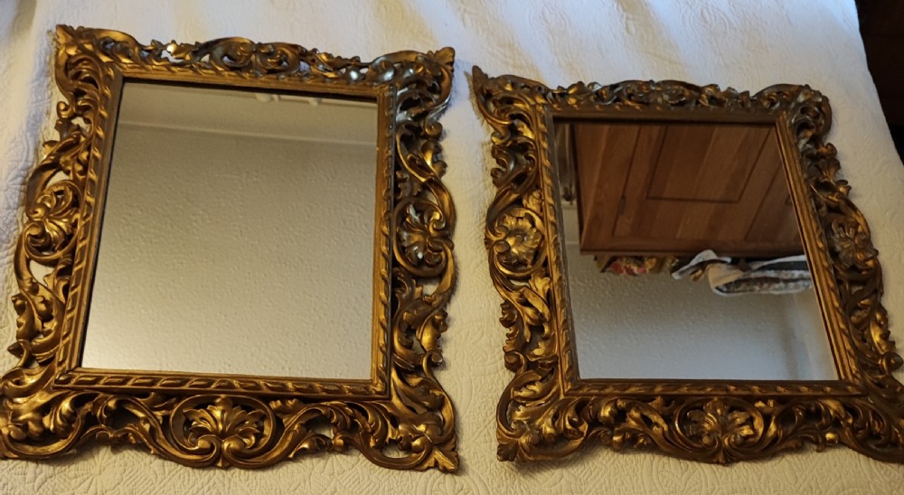Quality pair of antique giltwood Florentine mirrors. View XIII