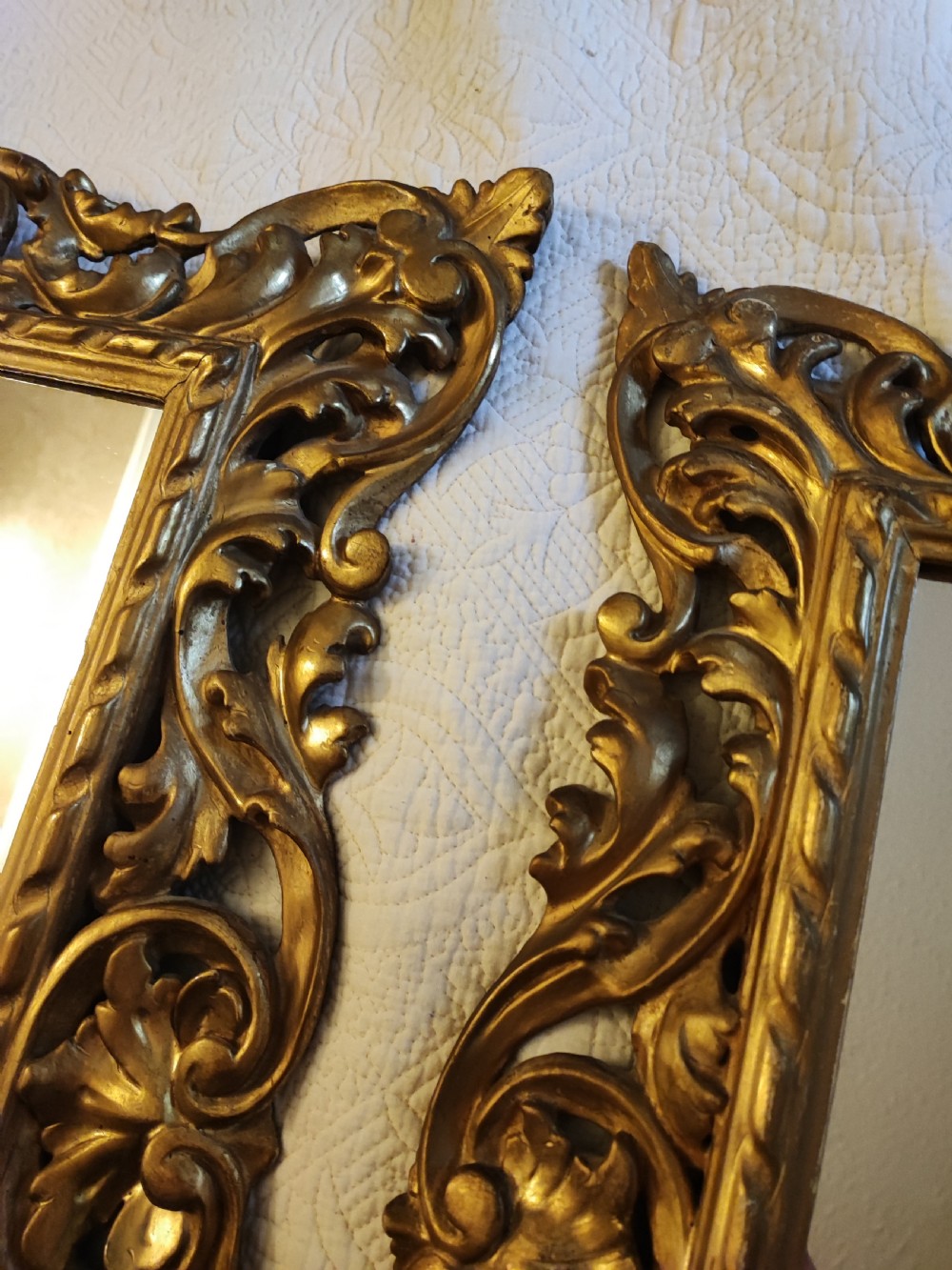 Quality pair of antique giltwood Florentine mirrors. View XIV