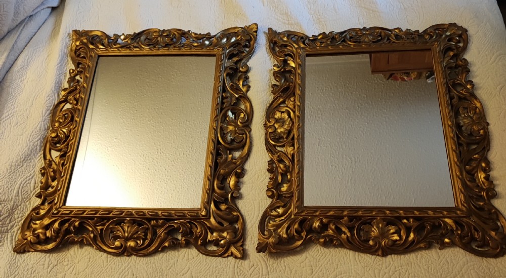 Quality pair of antique giltwood Florentine mirrors. View XV